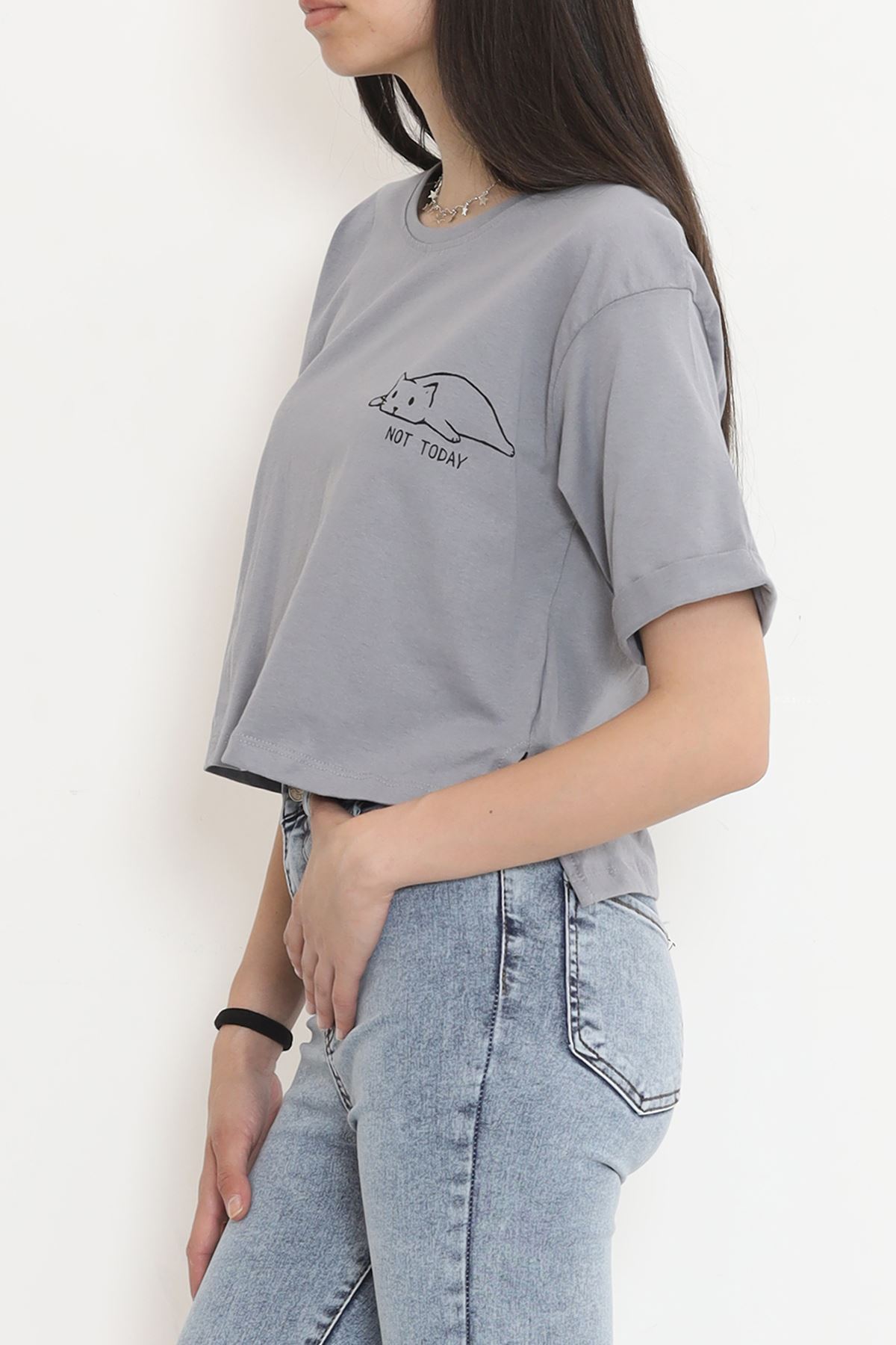 Double Sleeve Crop T-Shirt Smoked