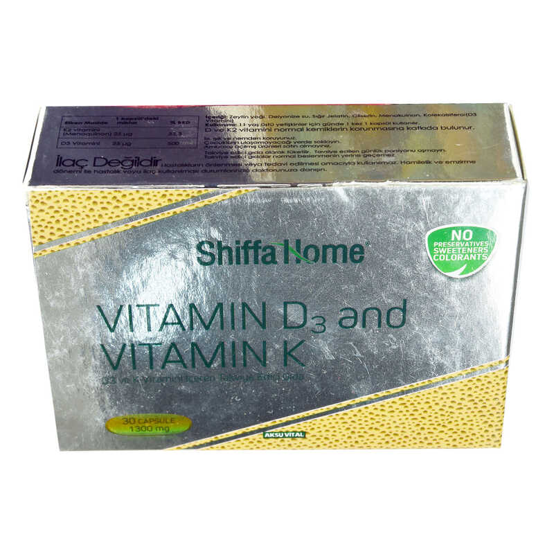 Shiffa Home Vitamin D3 and K Soft 1300 Mg x 30 Capsules