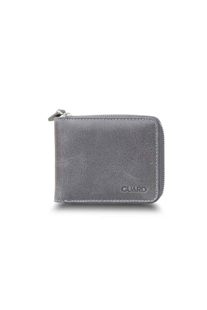 Antique Gray Zippered Horizontal Mini Leather Wallet