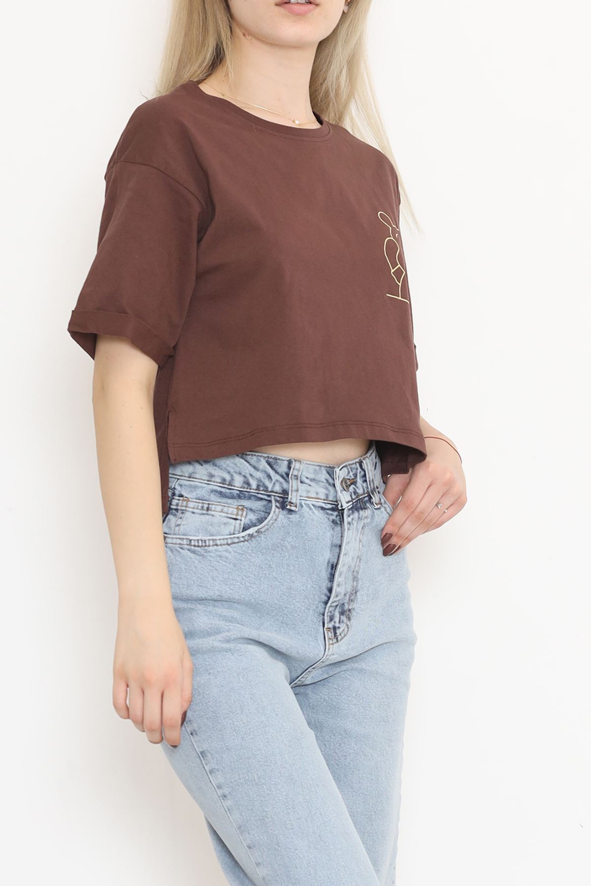 Printed Crop T-Shirt Coffee