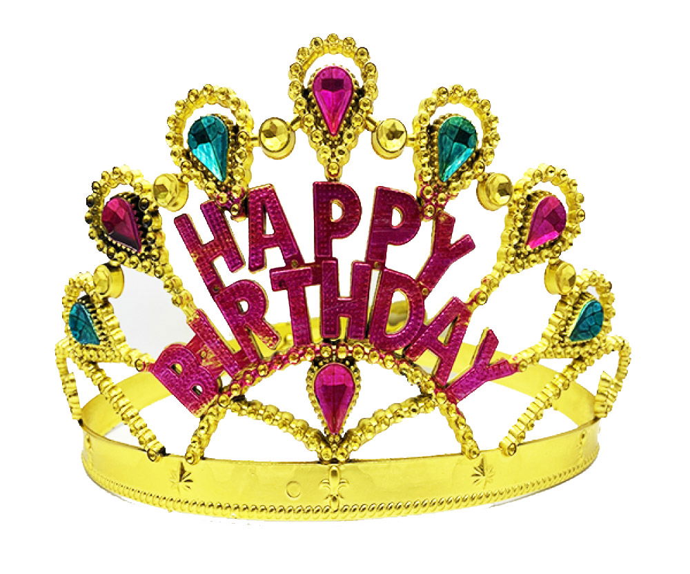 Gold Color Happy Birthday Birthday Crown 60 cm