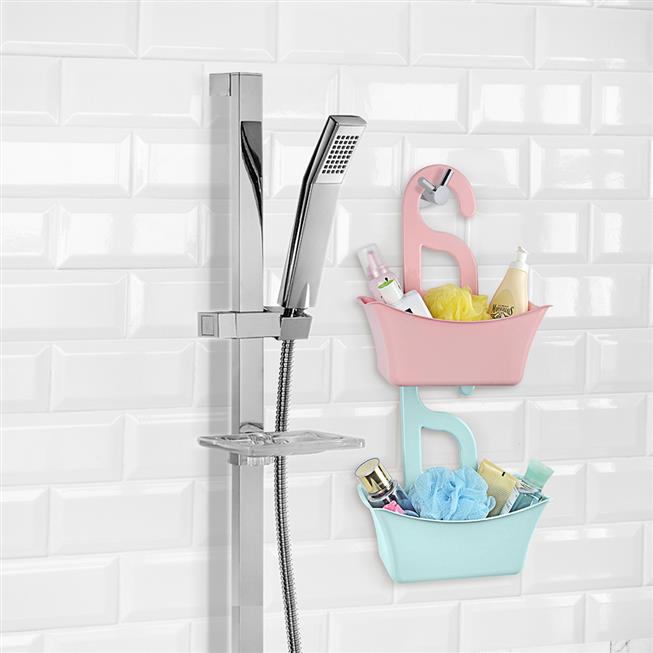 Bathroom Basket Perforated Basket Multipurpose Soap Shampoo Holder Shelf - Pink