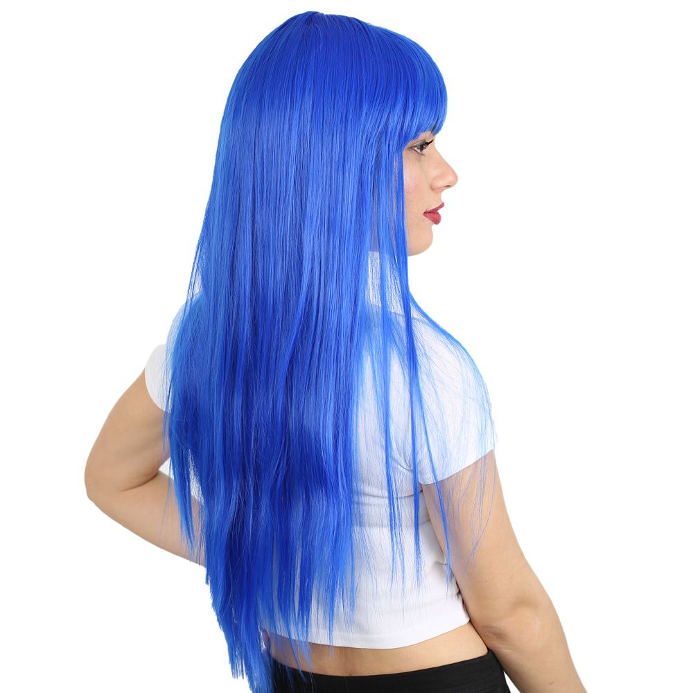 Kanekalon Fiber Synthetic Wig with Long Bangs / Dark Blue