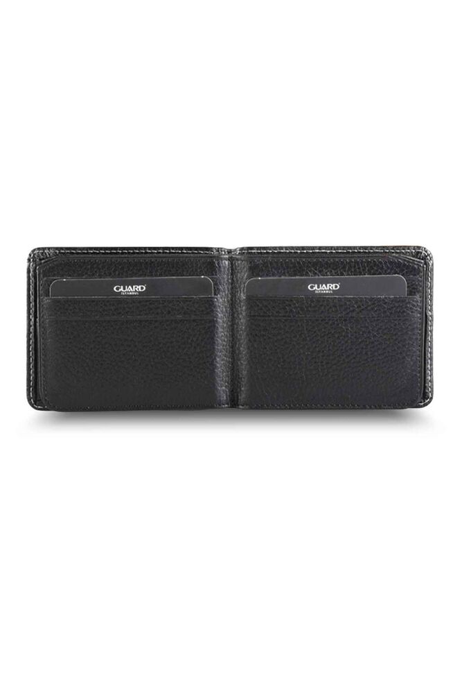 Black Leather Men's Wallet with Stitching Detail