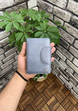 Gray Compartment Leather Lady Wallet