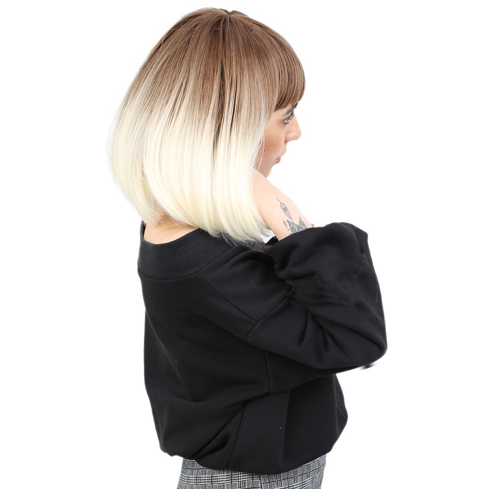 Kanekalon Fiber Synthetic Wig with Short Cut Special Bangs / Auburn / Platinum Ombré