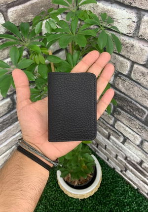 Minimal Black Matte Leather Card Holder