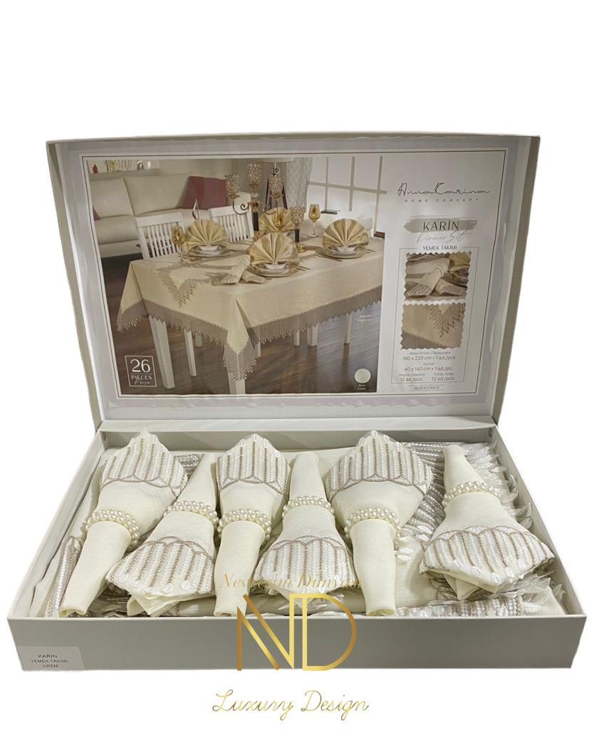 25 Piece Tablecloth Set Karin Cream