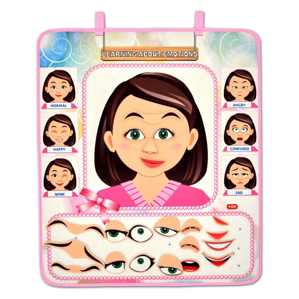 Learning English Emotions Felt Velcro Wall Board (Girl) , Educational Toy