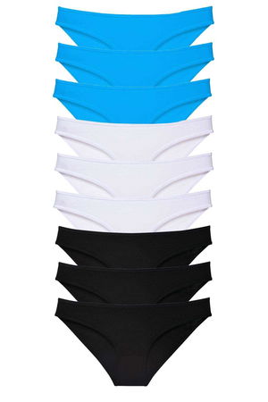 9pcs Super Eco Set Lycra Women Slip Panties Black White Blue