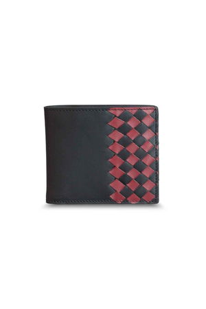 Matte Black Red Hand Braided Leather Men's Wallet