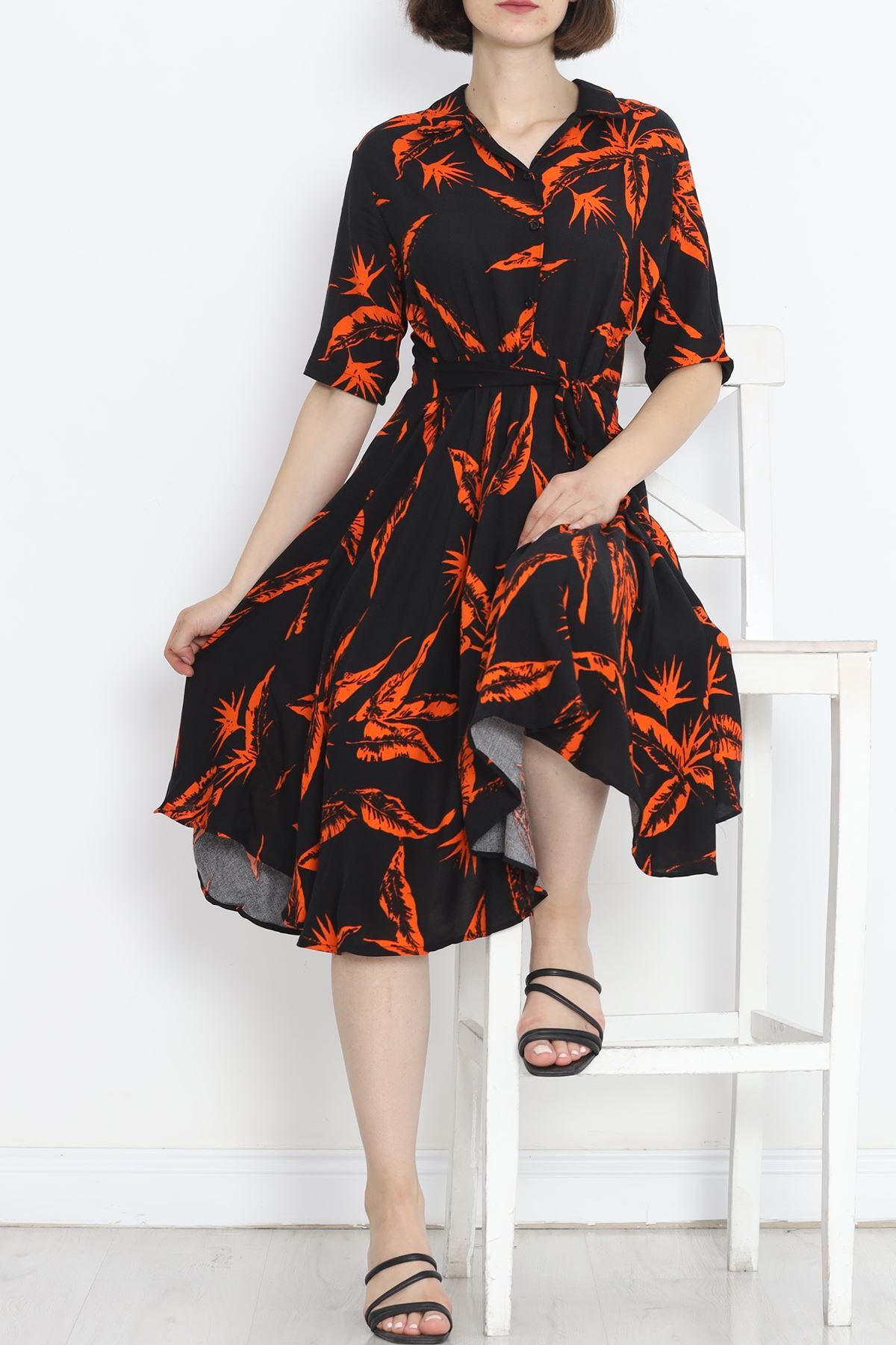 Patterned Dress Blackorange