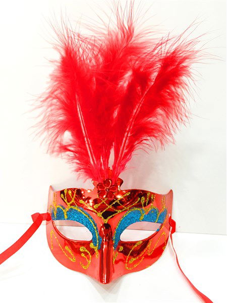 Colorful Feather Venetian Party Mask Mixed Color 12 Pcs