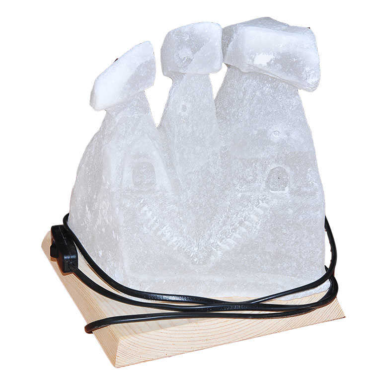 Three Spouted Fairy Chimney Natural Rock Salt Lamp Cankiri White 7 - 8 Kg with Wired Bulb