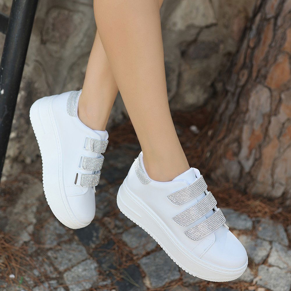 White Skin Velcro Sneakers