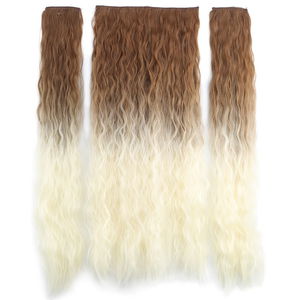 Kanekalon Fiber Synthetic Embossed Wavy Half Moon + 2 Side Hair Snaps / Dark Auburn Platinum Ombré