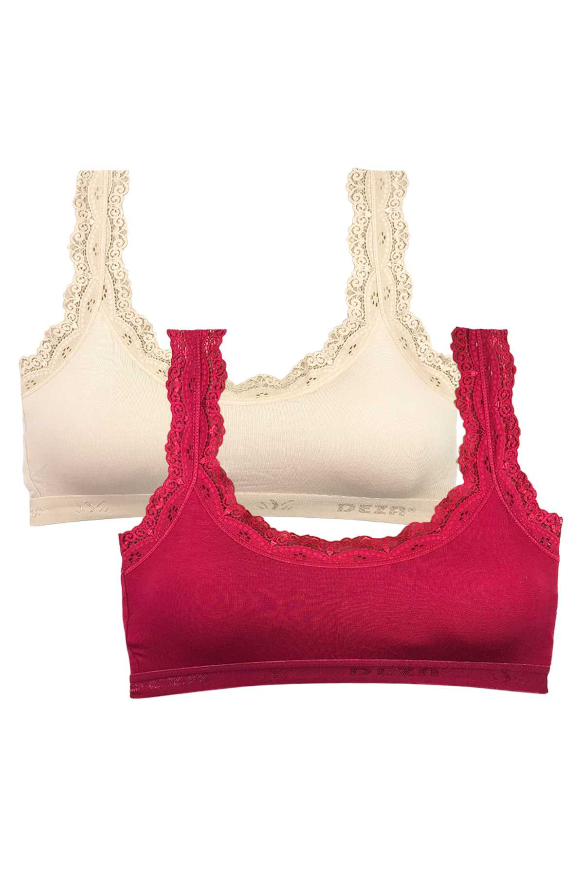 2 Pcs Lace Embroidery Embroidered Padded Bamboo Women Bustier Cream Burgundy