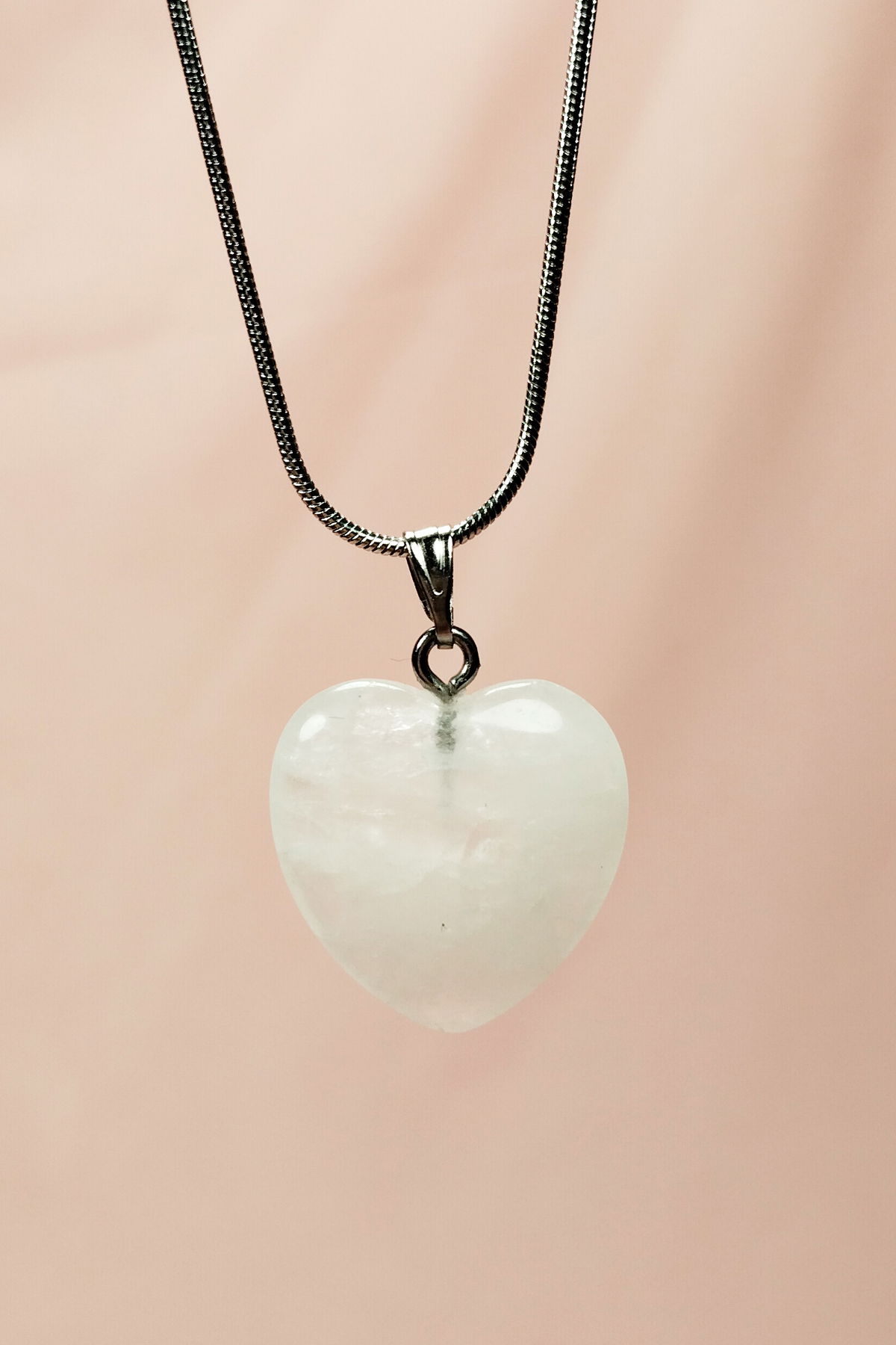 Pink Quartz Natural Stone Handmade Pendant with Chain: 2 cm Chain: 20 cm Boxed