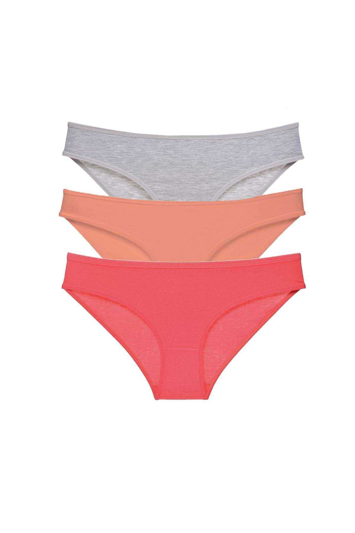 3pcs Super Eco Set Lycra Women Slip Panties Gray Powder Fuchsia