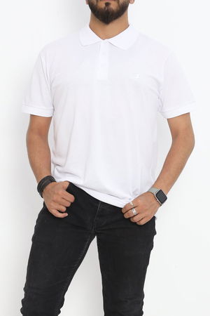 Plus Size Polo Collar T-Shirt White