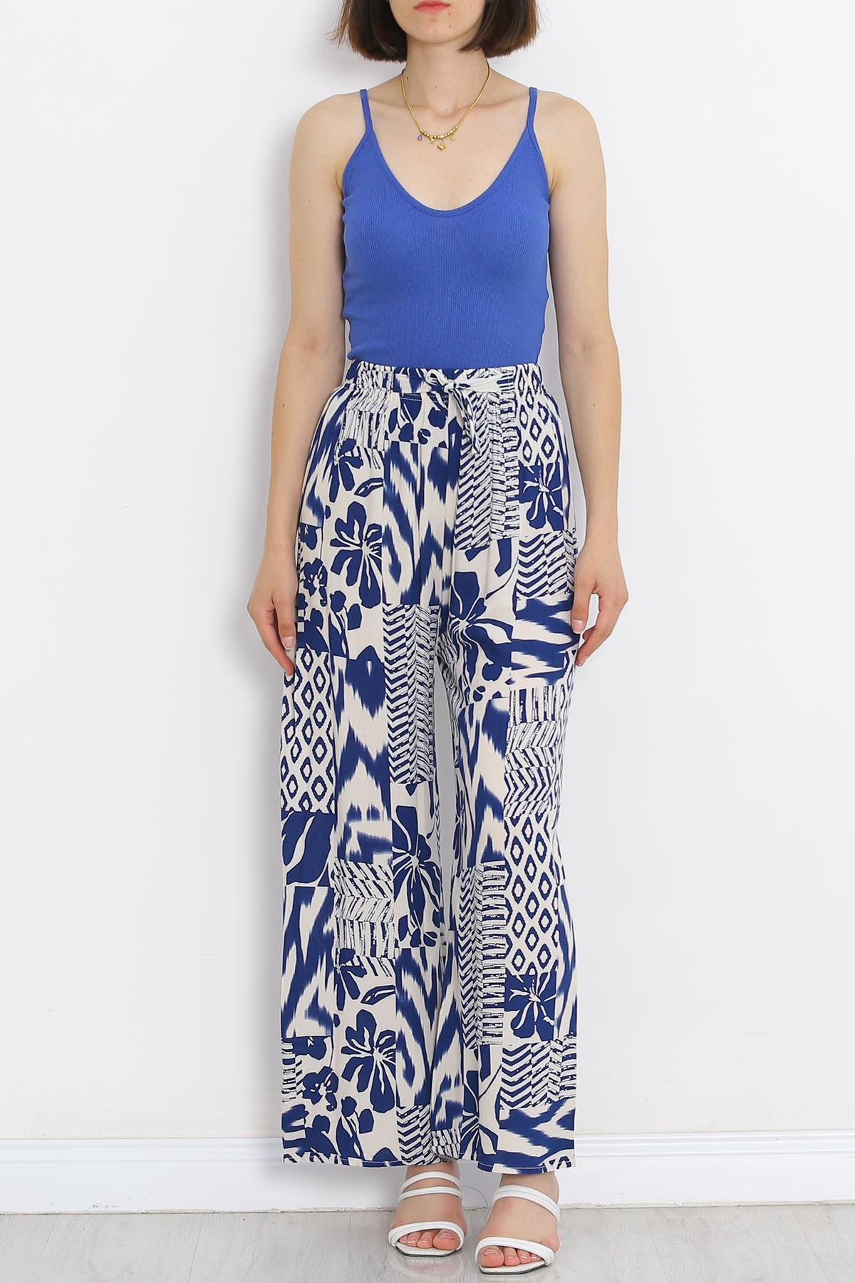 Patterned Woven Trousers Indigocryk