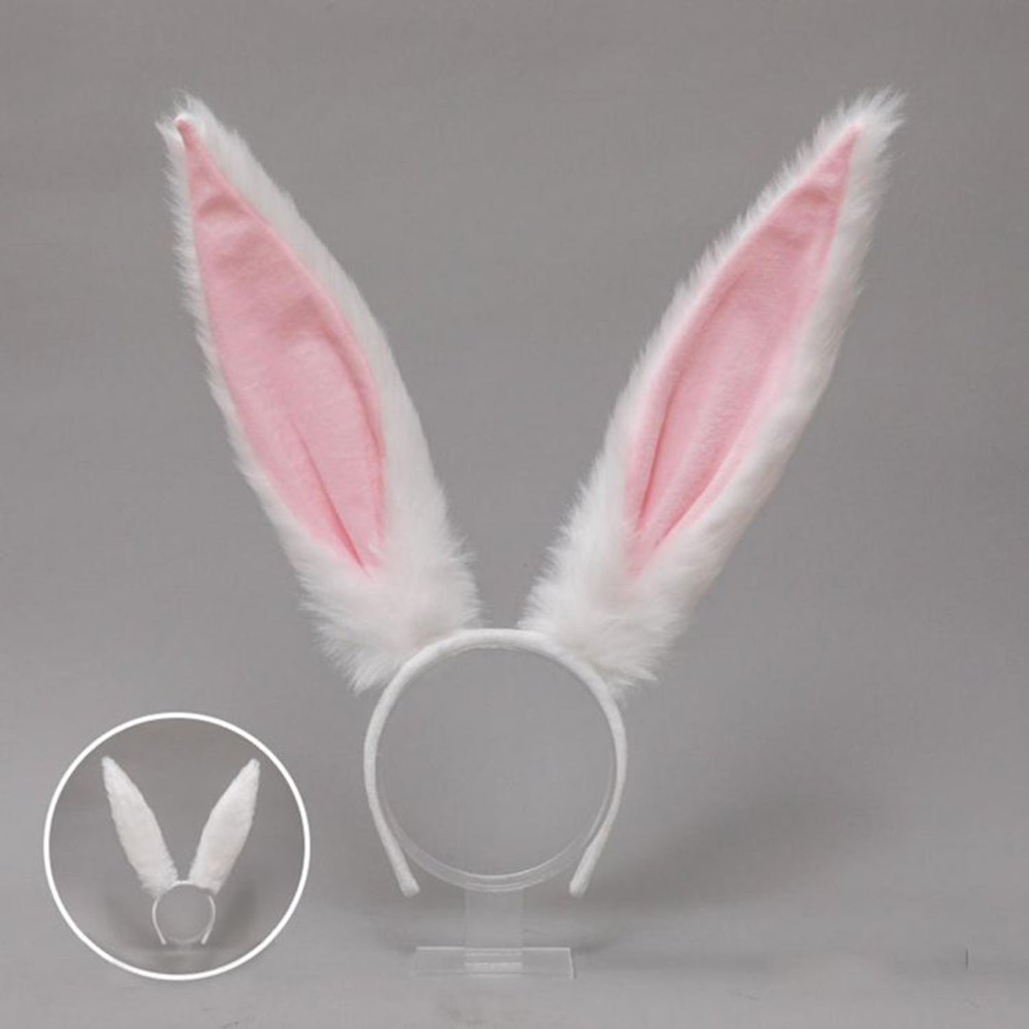 Plush Material Mega Size Shapeable Rabbit Ears White 14X43 cm