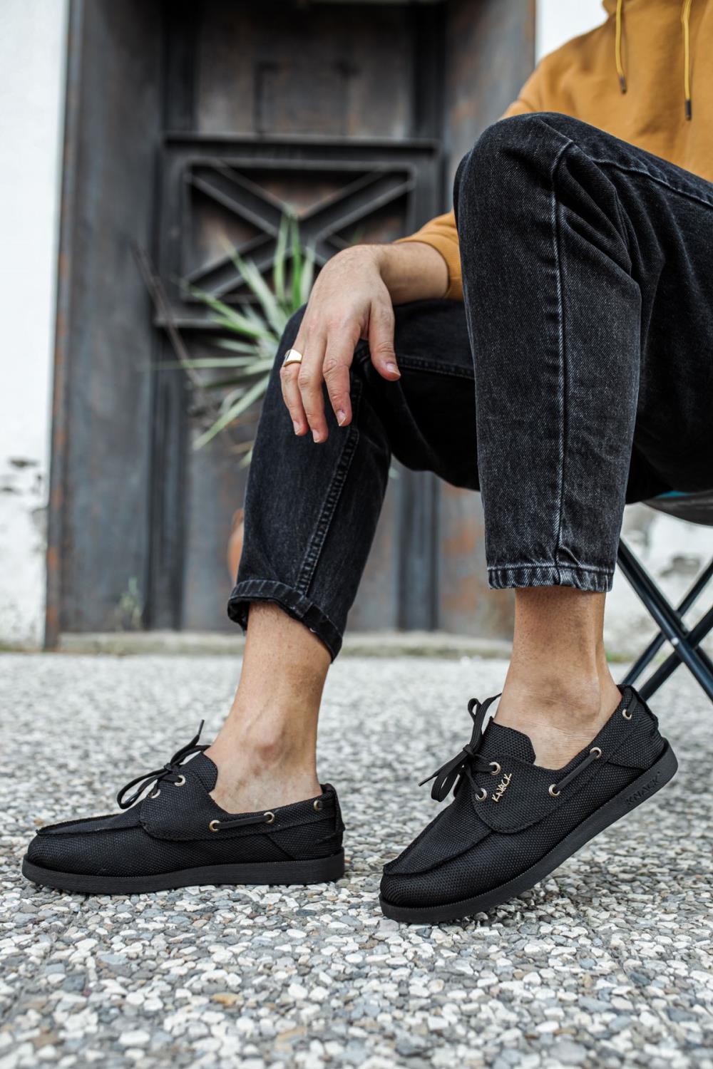 Seasonal Linen Shoes Black (Black Sole)