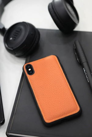 Orange Leather iPhone X / XS Case