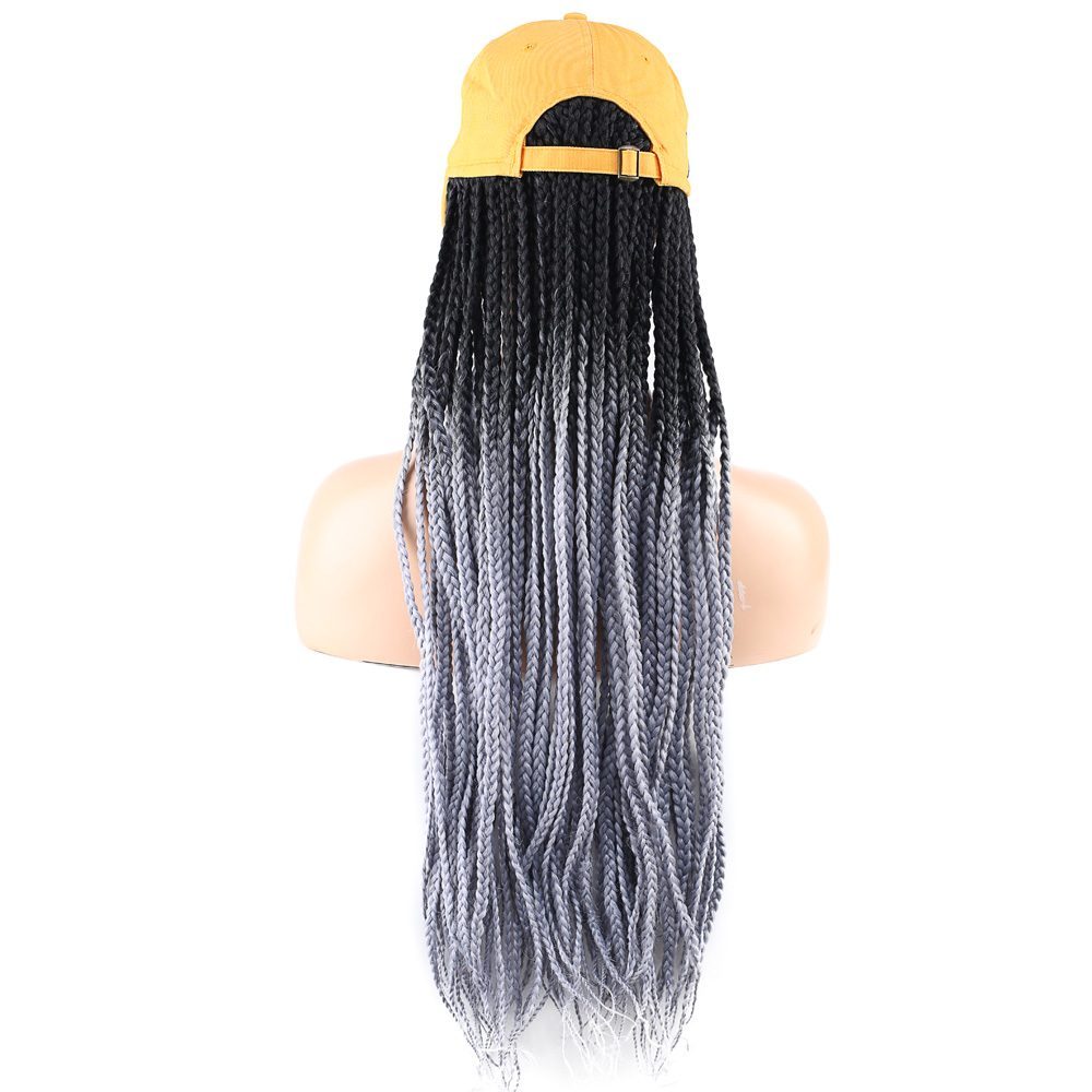 Yellow Hat Look Mesh Wig / Black / Light Gray Ombré