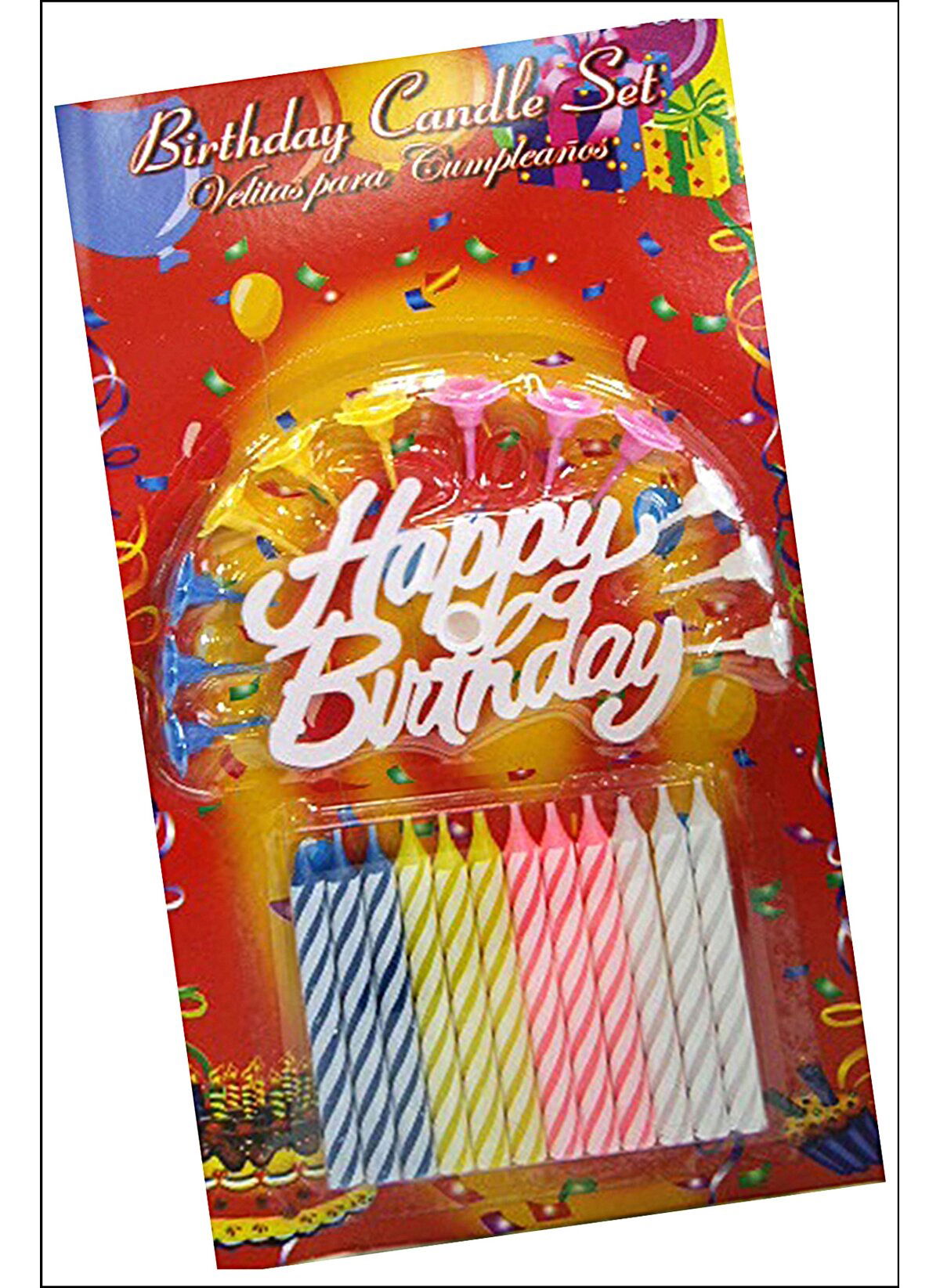 Colorful Candle White Happy Birthday Written Birthday Candle 12 Pieces