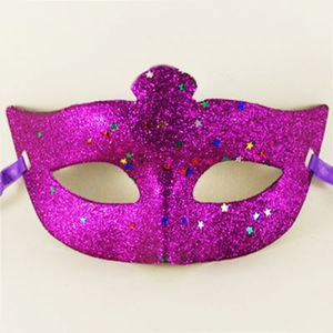 Purple Color Glitter Starry Costume Party Mask 17x10