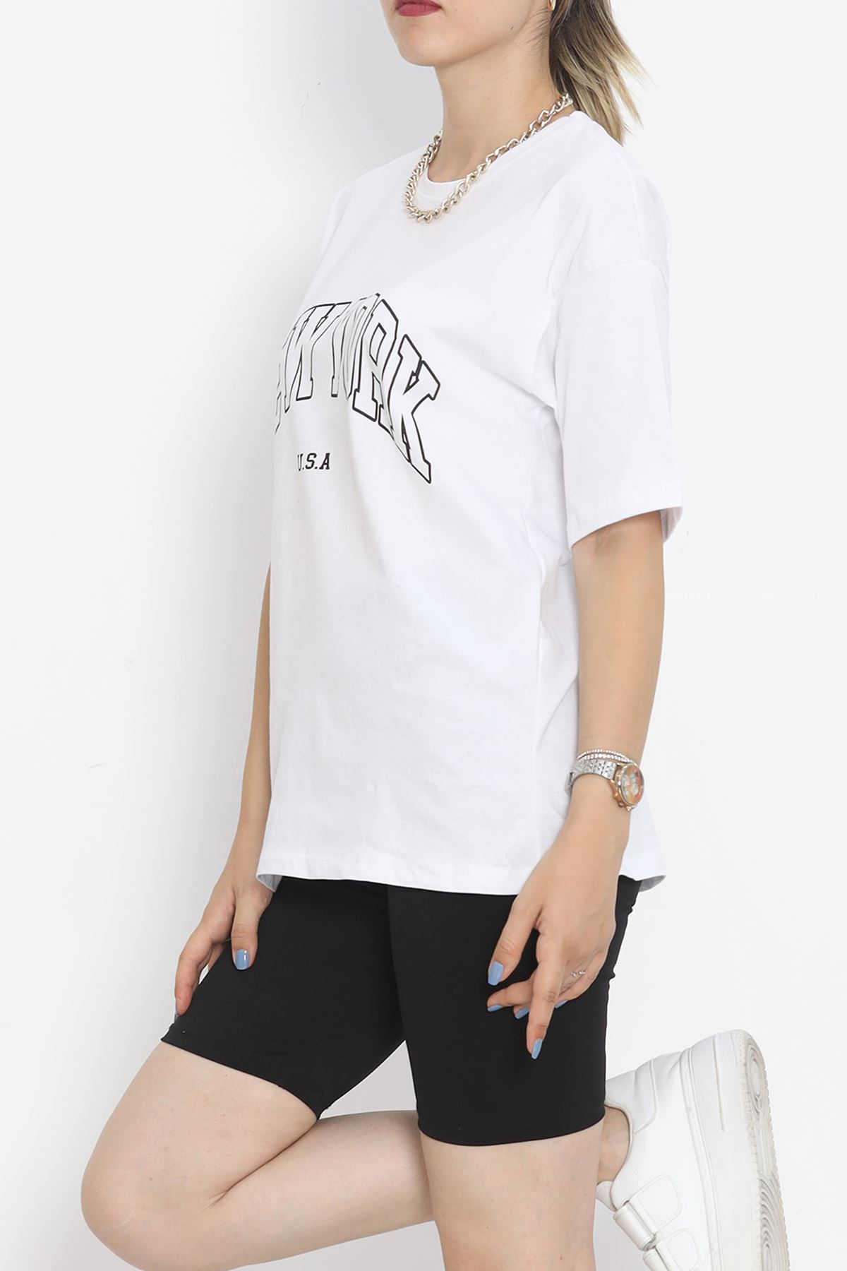 Printed Crew Neck T-Shirt White