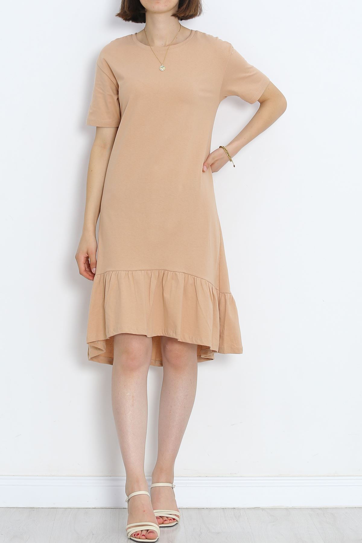 Ruffled Dress Beige