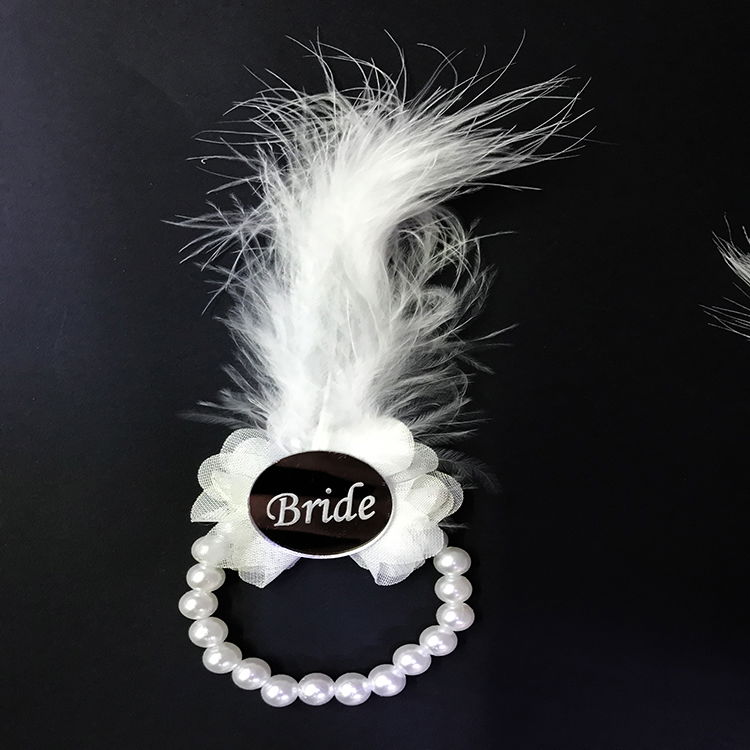 Bridesmaid Bracelet with Pearls Silver Color Plexi White Otrish 7 Pieces