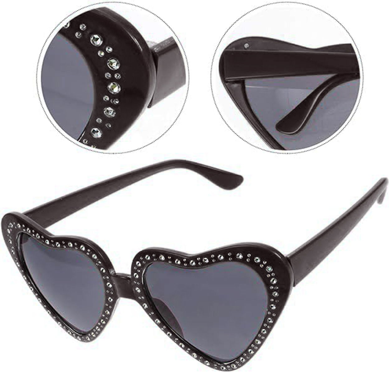 Heart Shaped Stones Party Glasses Black Color 6x16 cm