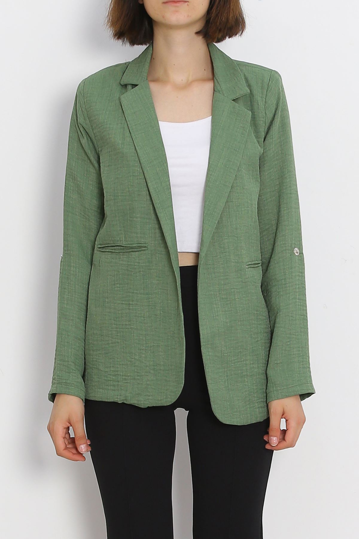 Spring Jacket Khaki with Sleeve Buttons