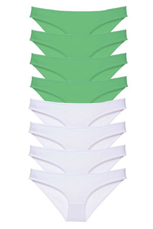 8pcs Eco Set Lycra Women Slip Panties Green White