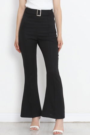 Belt Buckle Detailed Pants Black