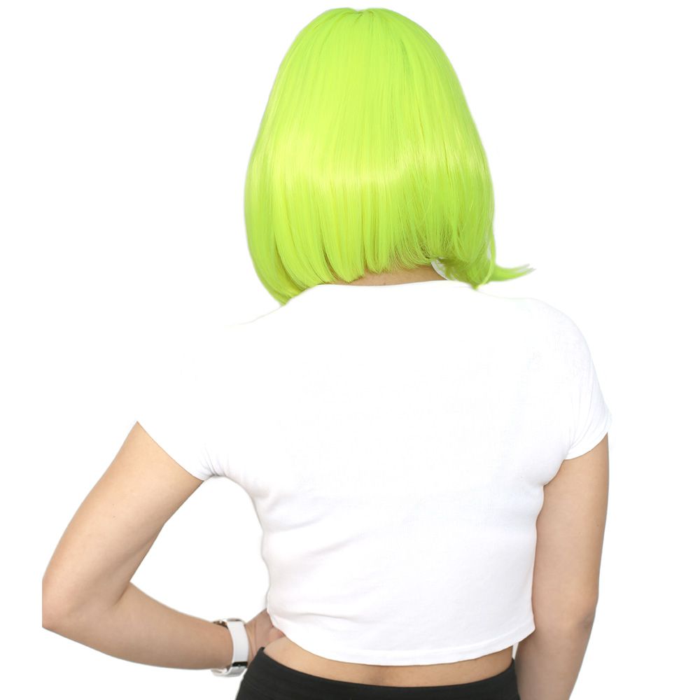 Kanekalon Fiber Synthetic Wig with Bangs / Neon Yellow