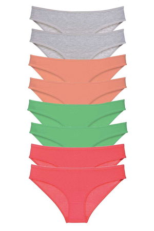 8pcs Super Eco Set Lycra Women Slip Panties Gray Powder Green Fuchsia