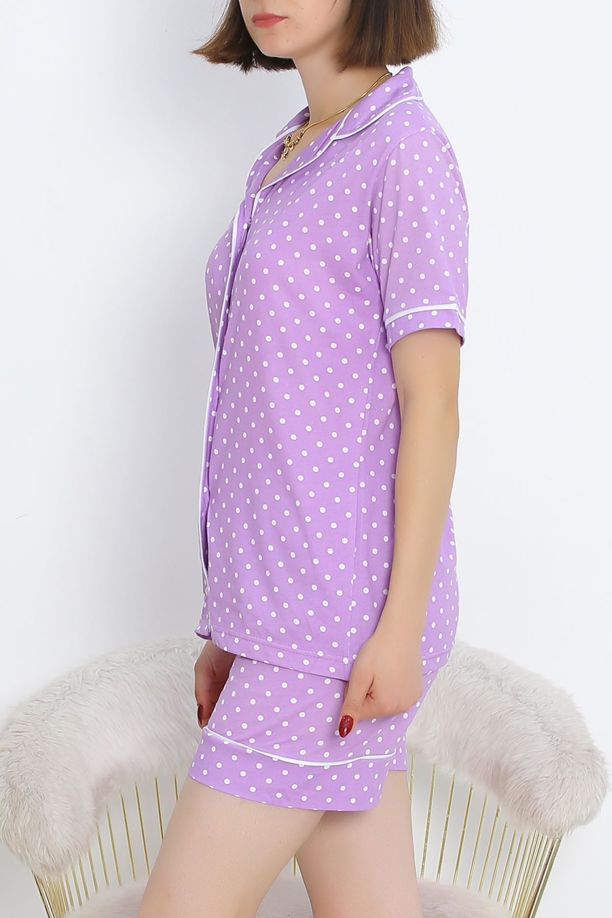 Buttoned Shorts Pajama Set with Pointsila