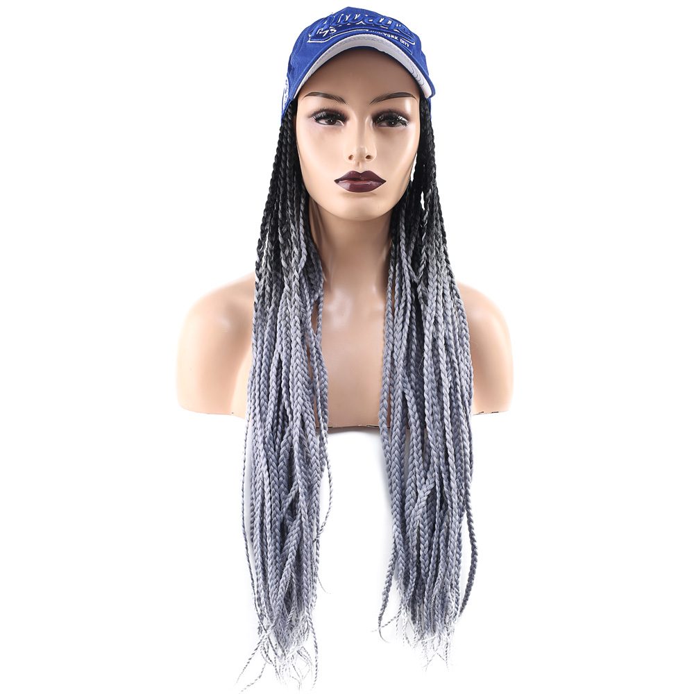 Blue Hat Look Mesh Wig / Black / Light Gray Ombré