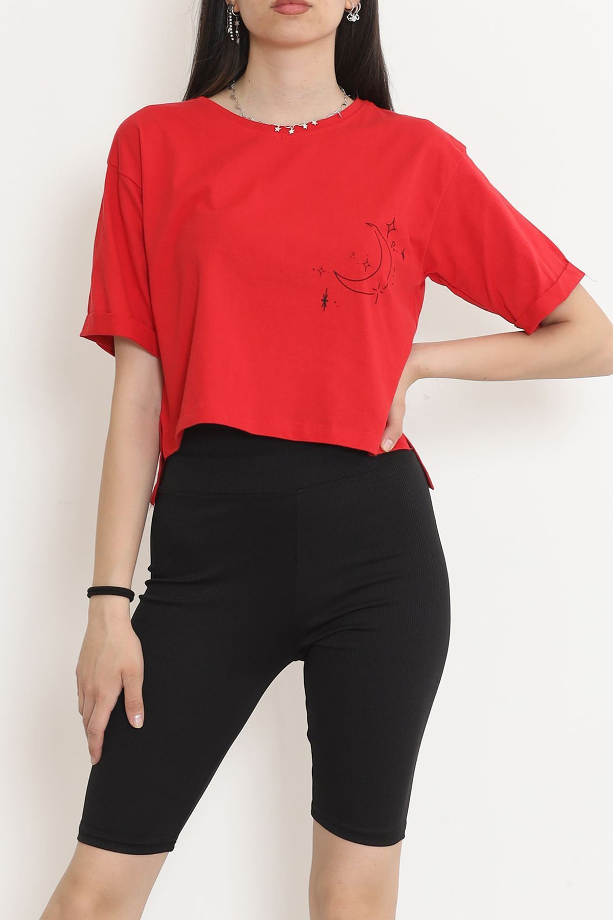 Printed Crop T-shirt Red