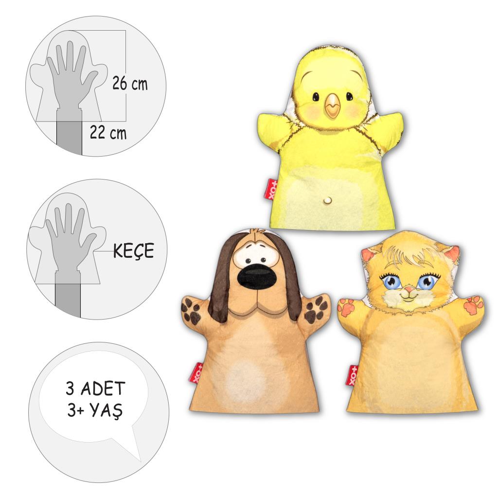 3 Piece Pets Hand Puppet Set , Educational Toy