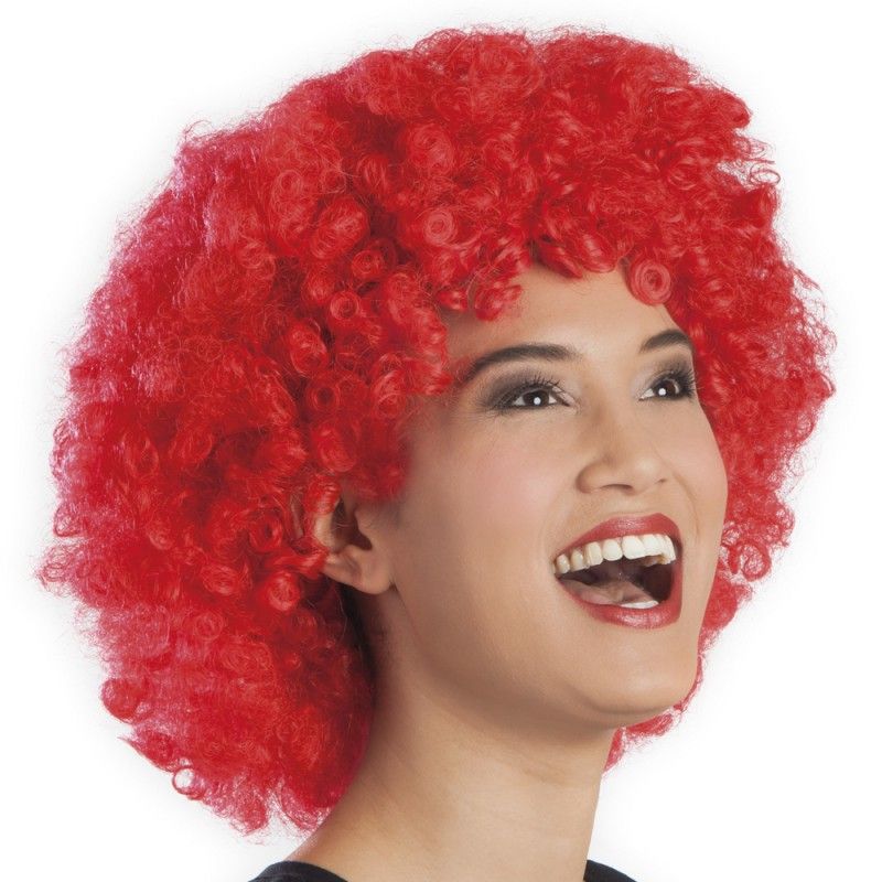 Red Color Curly Afro Bonus Wig