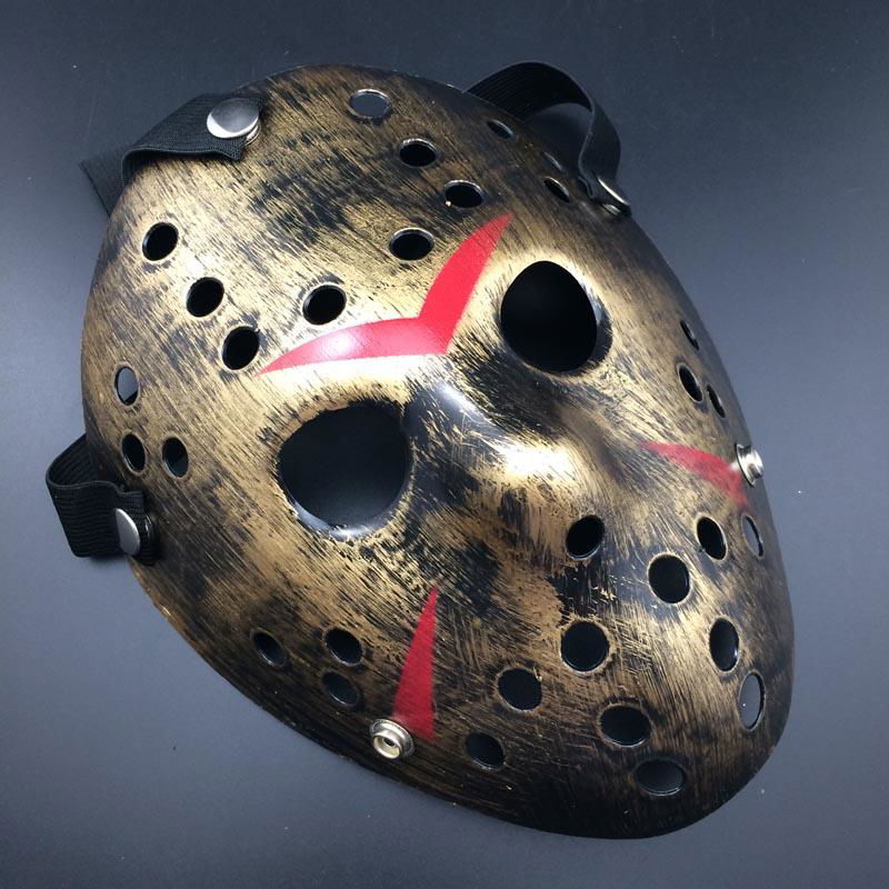 Copper Color Red Striped Full Face Hockey Jason Mask Hannibal Mask