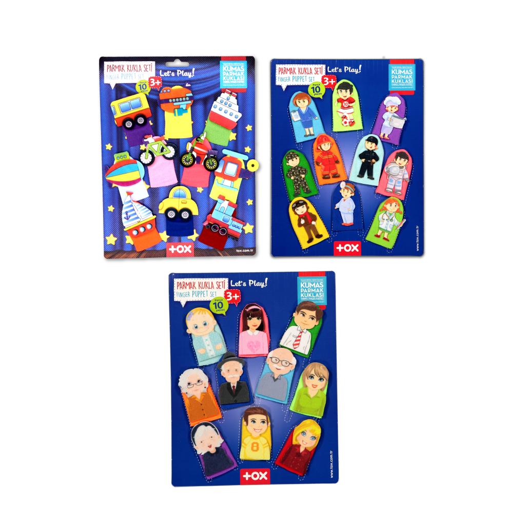 3 Set - 30 Pieces Vehicles, Family Members and Professions Finger Puppet