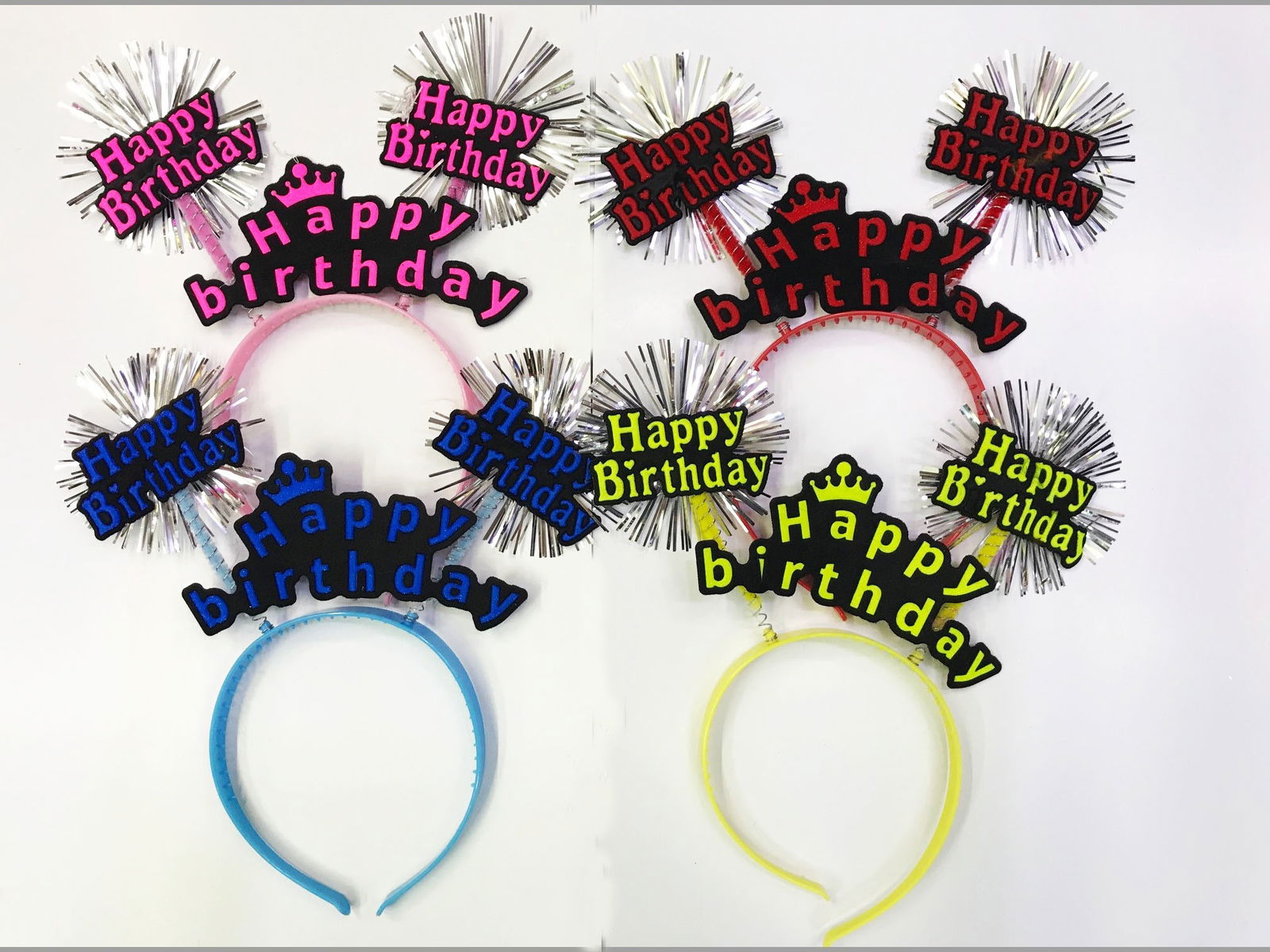 Happy Birthday Neon Color Birthday Crown 12 Pieces