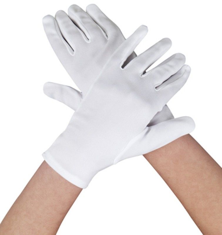 White Color Adult Size Lycra Demonstration Gloves