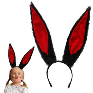 Plush Material Mega Size Shapeable Rabbit Ears Black 14X43 cm